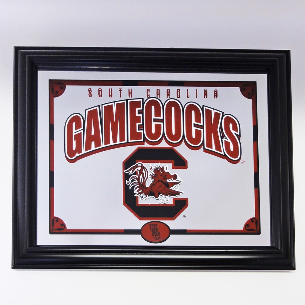 South Carolina Gamecocks Framed Mirror Decor Mancave Bar 18" X 15" NCAA Football